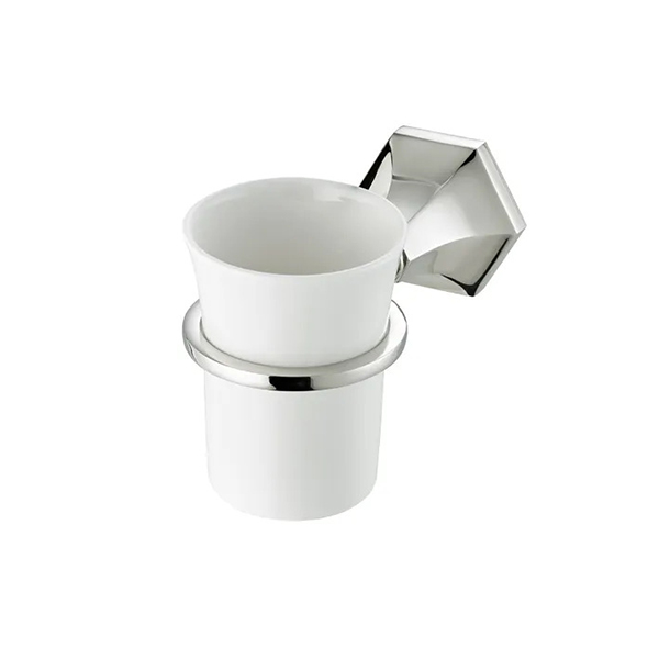 Deco porcelain tumbler and holder