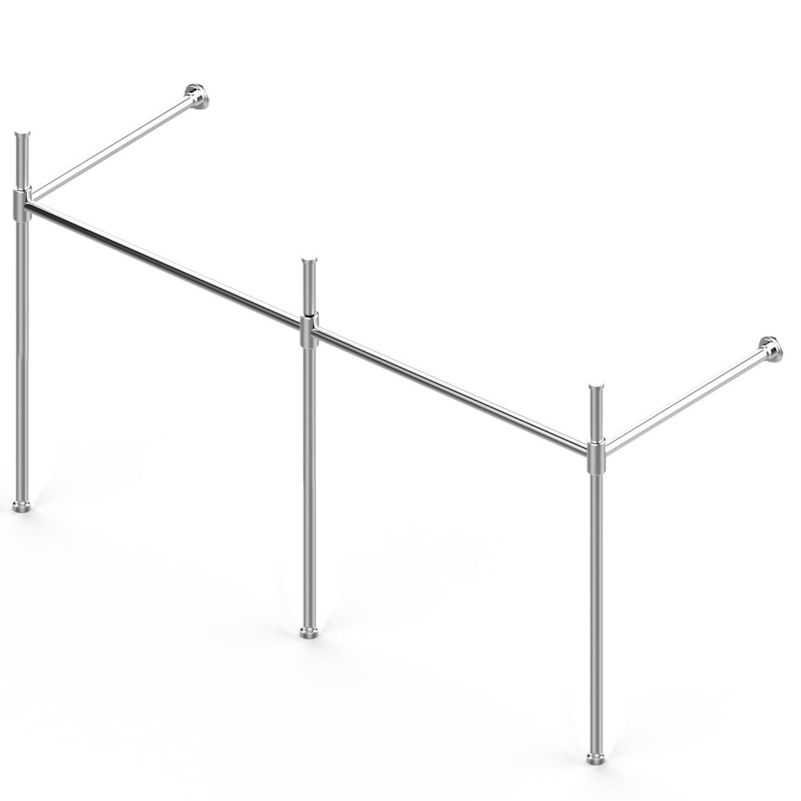 Contemporary 3 leg double basin stand for benchtop. Stepped feet W1500 x D540 x H880