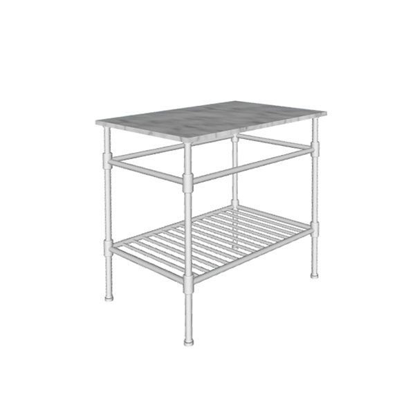 Contemporary 4 leg freestanding basin stand for benchtop. Stepped feet & shelf. W750 x D480 x H880
