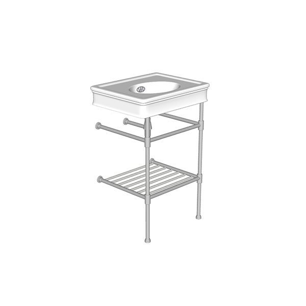 Lonsdale two leg basin stand for 550mm Lonsdale basin. Contemporary joints, stepped feet & shelf.