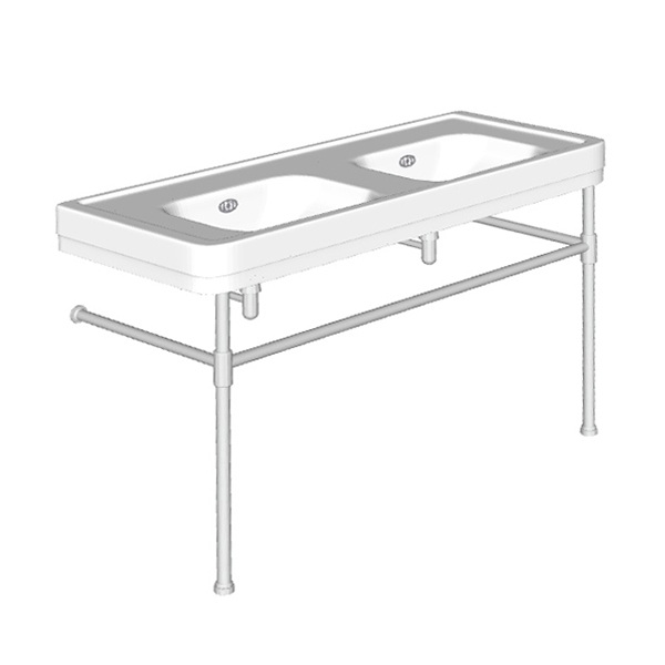 Soho two leg basin stand for 1300mm Soho basin. Contemporary joints, stepped feet.