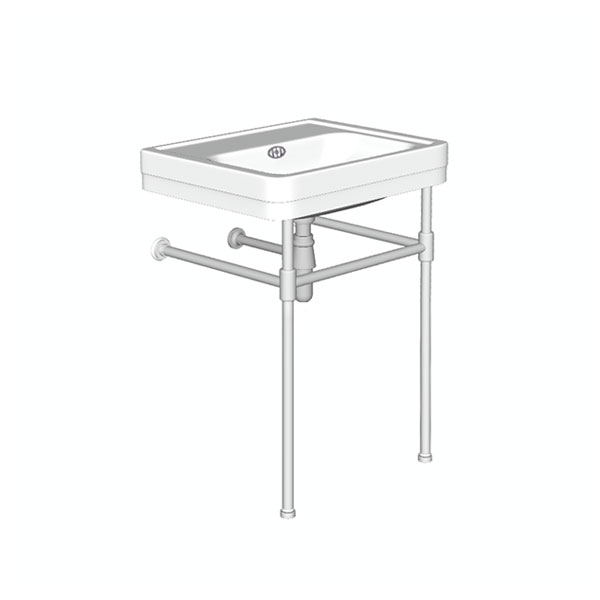 Soho two leg basin stand for 600mm Soho basin. Contemporary joints, stepped feet.