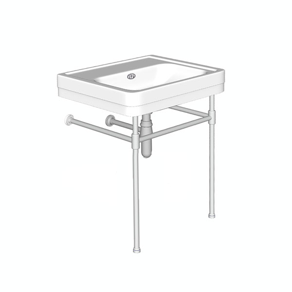 Soho two leg basin stand for 700mm Soho basin. Contemporary joints, stepped feet.