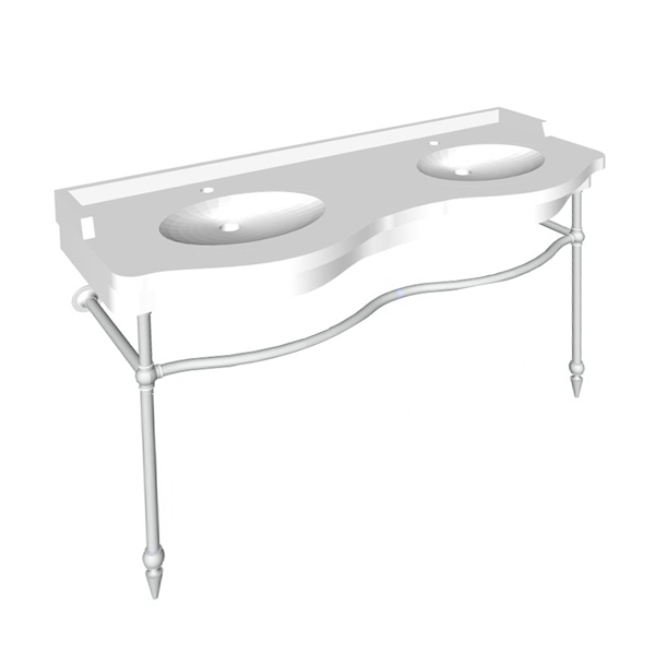 Paris two leg curved basin stand for 1410mm Paris basin. Ornate joints, pointed feet