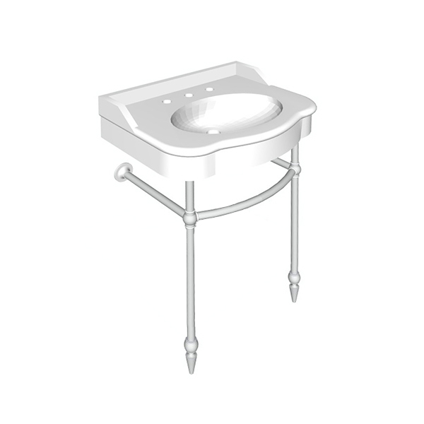 Paris two leg curved basin stand for 650mm Paris basin. Ornate joints, pointed feet.