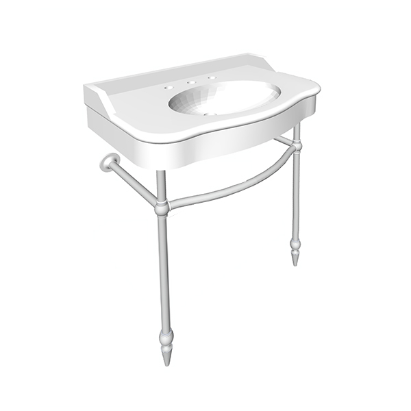 Paris two leg curved basin stand for 760mm Paris basin. Ornate joints, pointed feet.