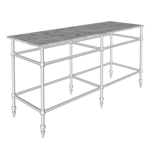 Ornate 6 leg double freestanding basin stand for benchtop. Pointed feet. W1500 x D480 x H880