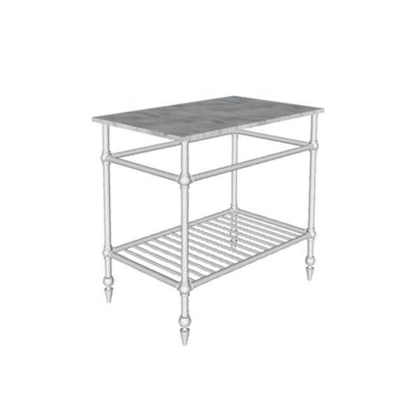 Ornate 4 leg freestanding basin stand for benchtop. Pointed feet & shelf. W750 x D480 x H880