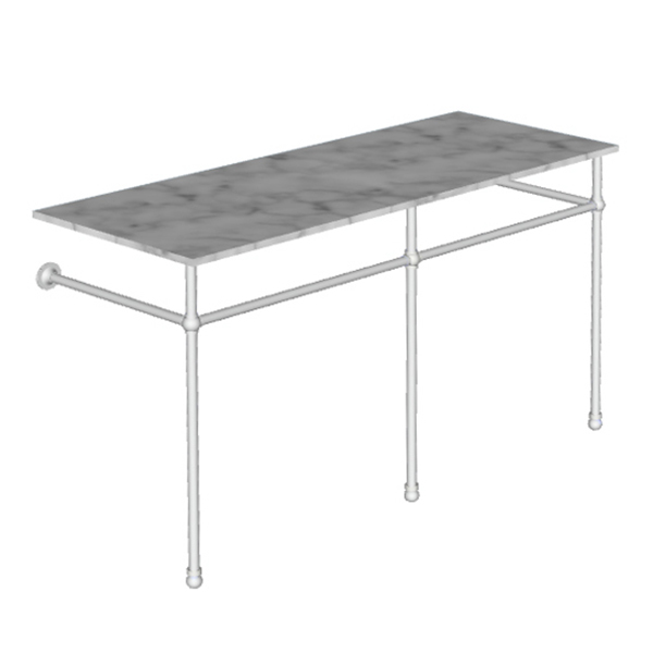 Traditional 3 leg double basin stand for benchtop. Ball feet. W1500 x D540 x H880