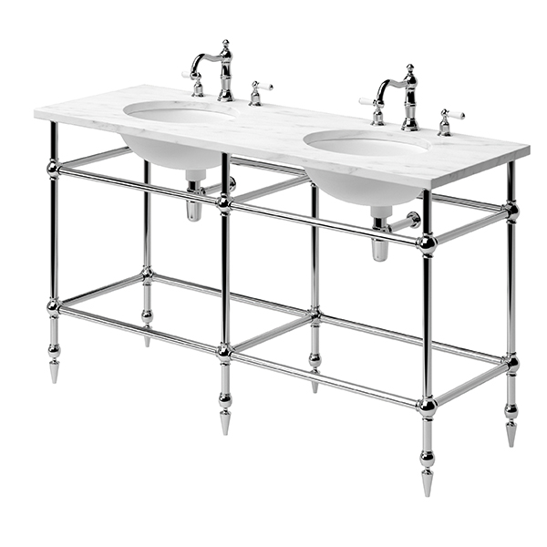 Traditional 6 leg double freestanding basin stand for benchtop. Pointed feet W1500 x D480 x H880 