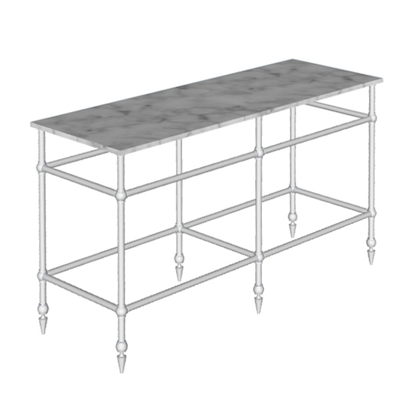 Traditional 6 leg double freestanding basin stand for benchtop. Pointed feet. W1500 x D480 x H880