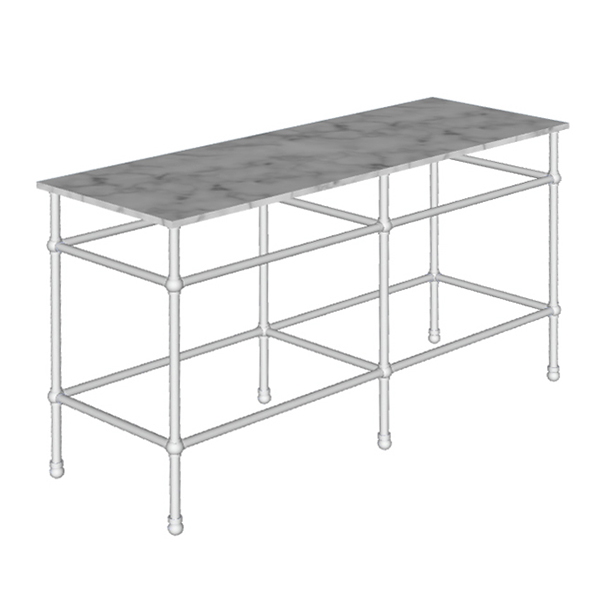 Traditional 6 leg double freestanding basin stand for benchtop. Ball feet. W1500 x D480 x H880 