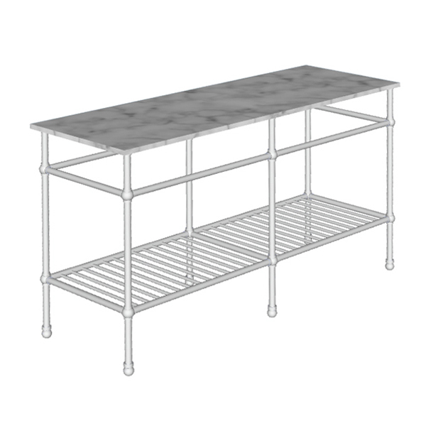 Traditional 6 leg double freestanding basin stand for benchtop. Ball feet & shelf. W1500 x D480 x H880