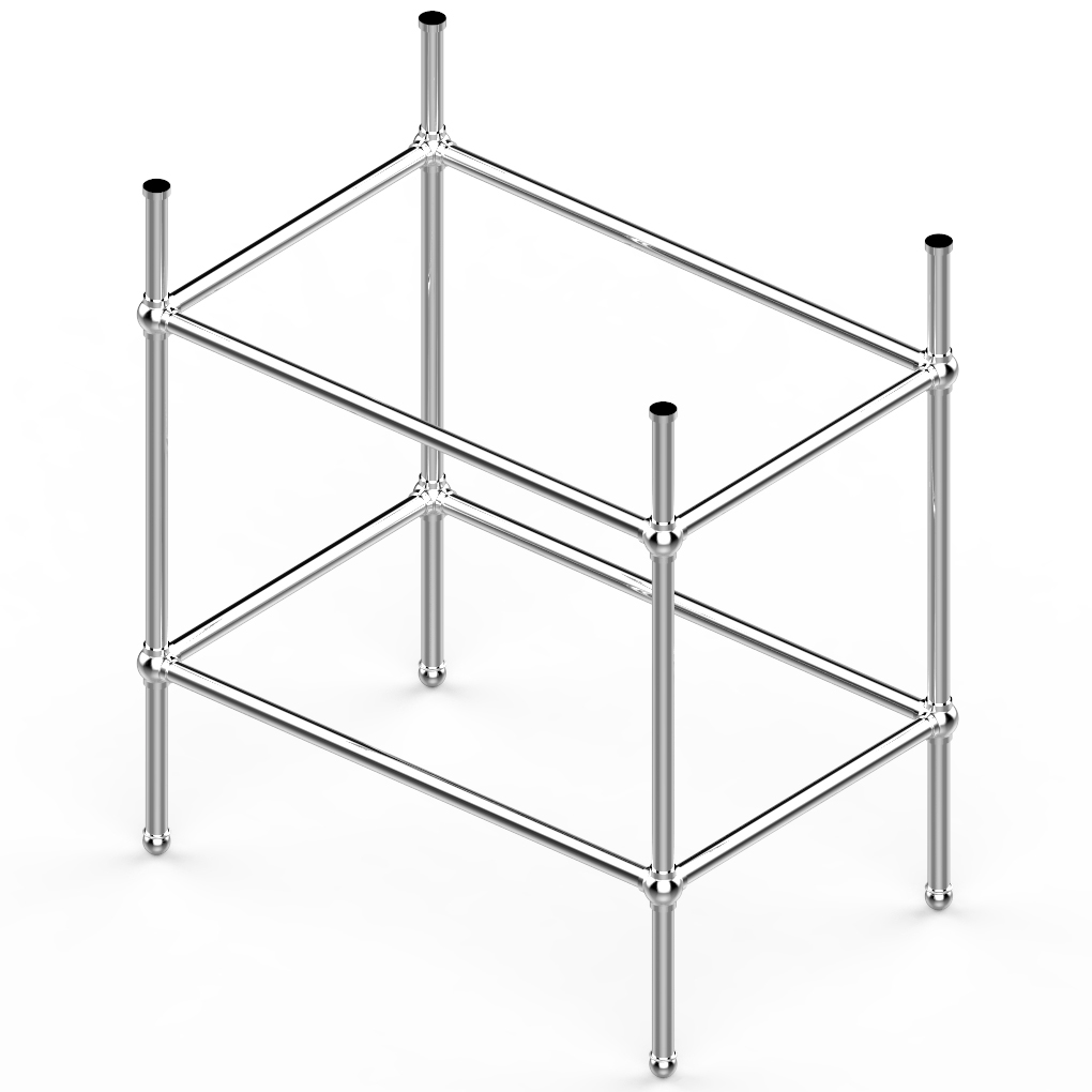 Traditional 4 leg freestanding basin stand for benchtop. Ball feet W750 x D480 x H880 