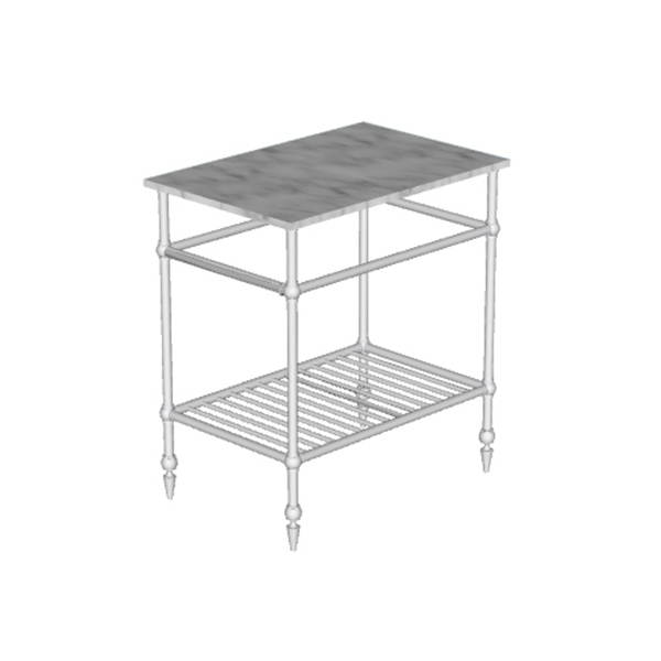 Traditional 4 leg freestanding basin stand for benchtop. Pointed feet & shelf. W750 x D480 x H880