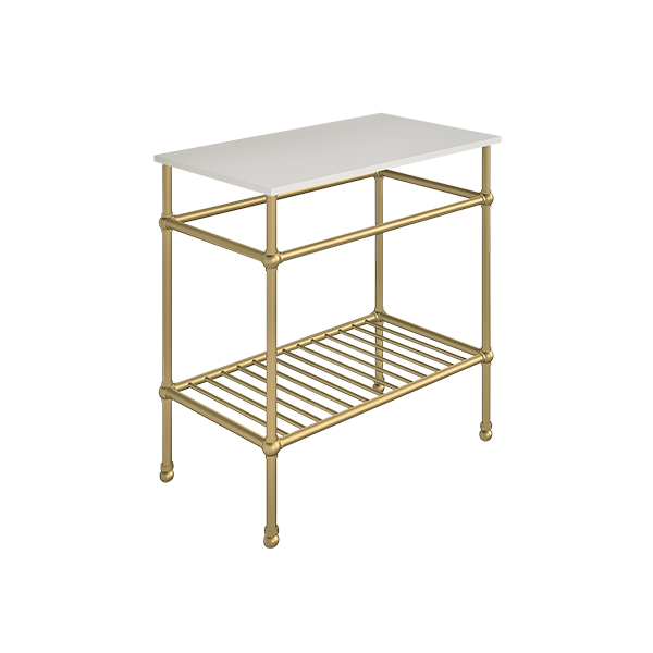 Traditional 4 leg freestanding basin stand for benchtop. Ball feet & shelf. W750 x D480 x H880