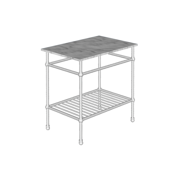 Traditional 4 leg freestanding basin stand for benchtop. Ball feet & shelf. W750 x D480 x H880