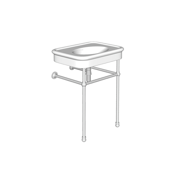 Rockwell two leg basin stand for 610mm Rockwell basin. Trad joints, ball feet.