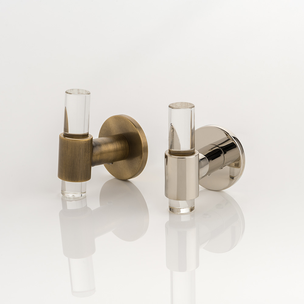 Collett solid brass & glass hook 