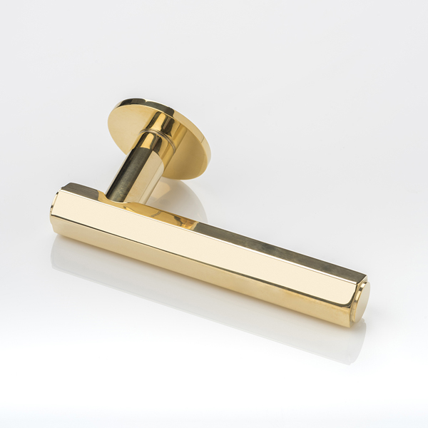 Theodore solid brass door lever handle with round rose