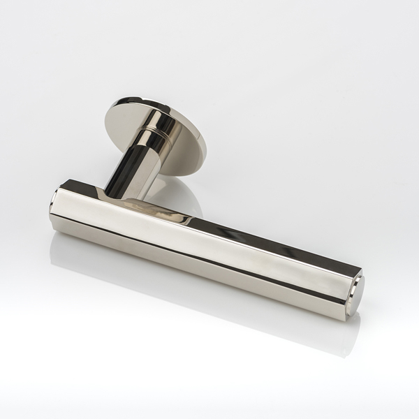 Theodore solid brass door lever handle with round rose