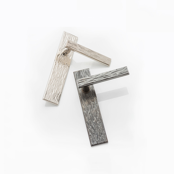 Molten texture solid bronze door lever handle with backplate