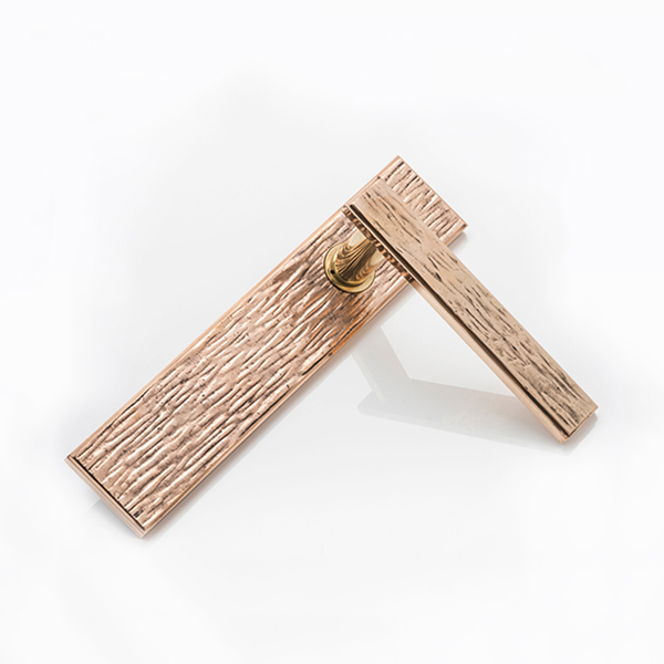 Molten texture solid bronze door lever handle with backplate