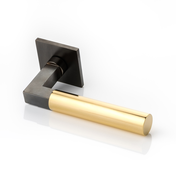 Ashworth II solid brass door lever handle with square rose