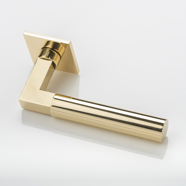 Ashworth II solid brass door lever handle with square rose