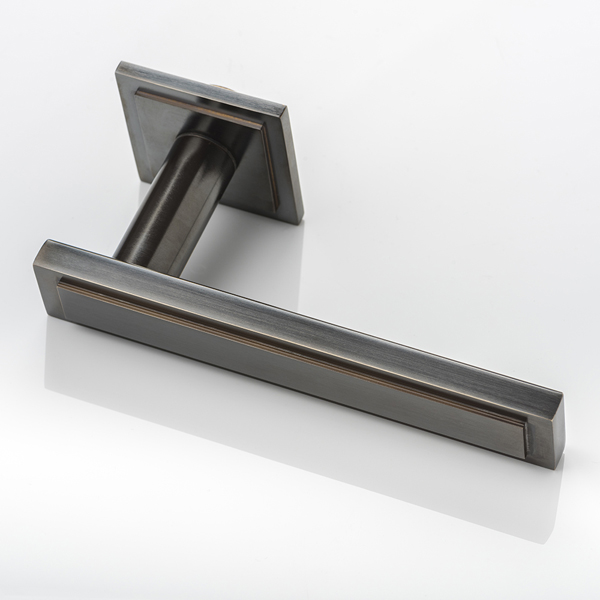 Harrison solid brass door lever handle with square stepped rose