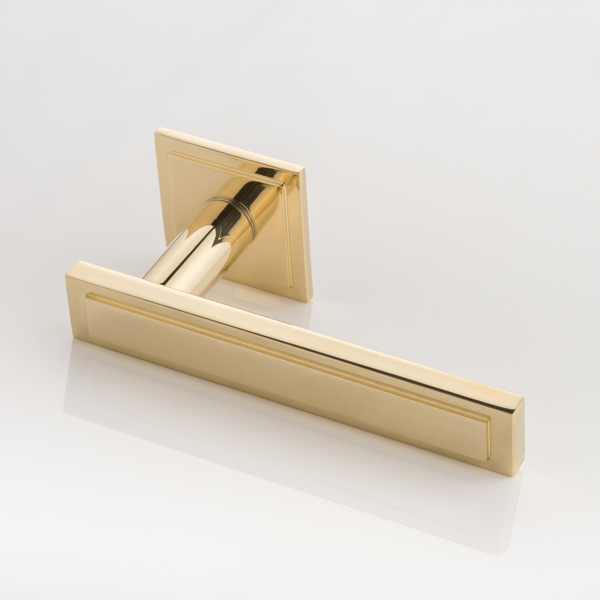 Harrison solid brass door lever handle with square stepped rose