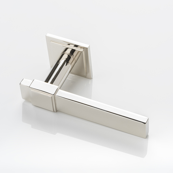 Wilson solid brass door lever handle with square stepped rose