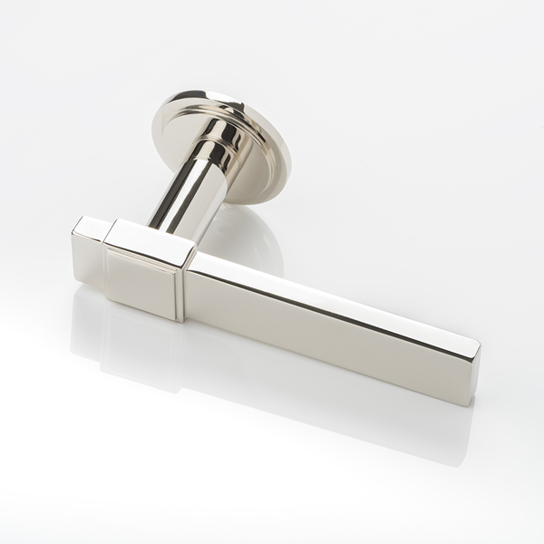 Wilson II solid brass door lever handle with round stepped rose