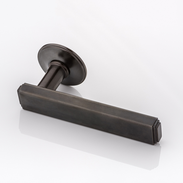 Doyle solid brass door lever handle with traditional rose