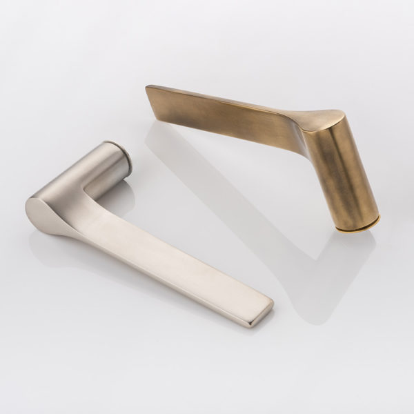 Fonteyn solid brass door lever handle with roseless rose