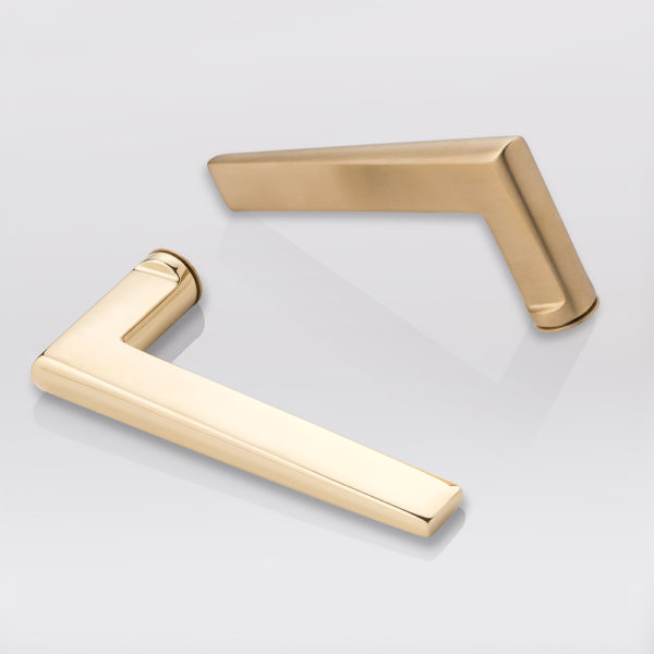 Wedge solid brass door lever handle with roseless rose