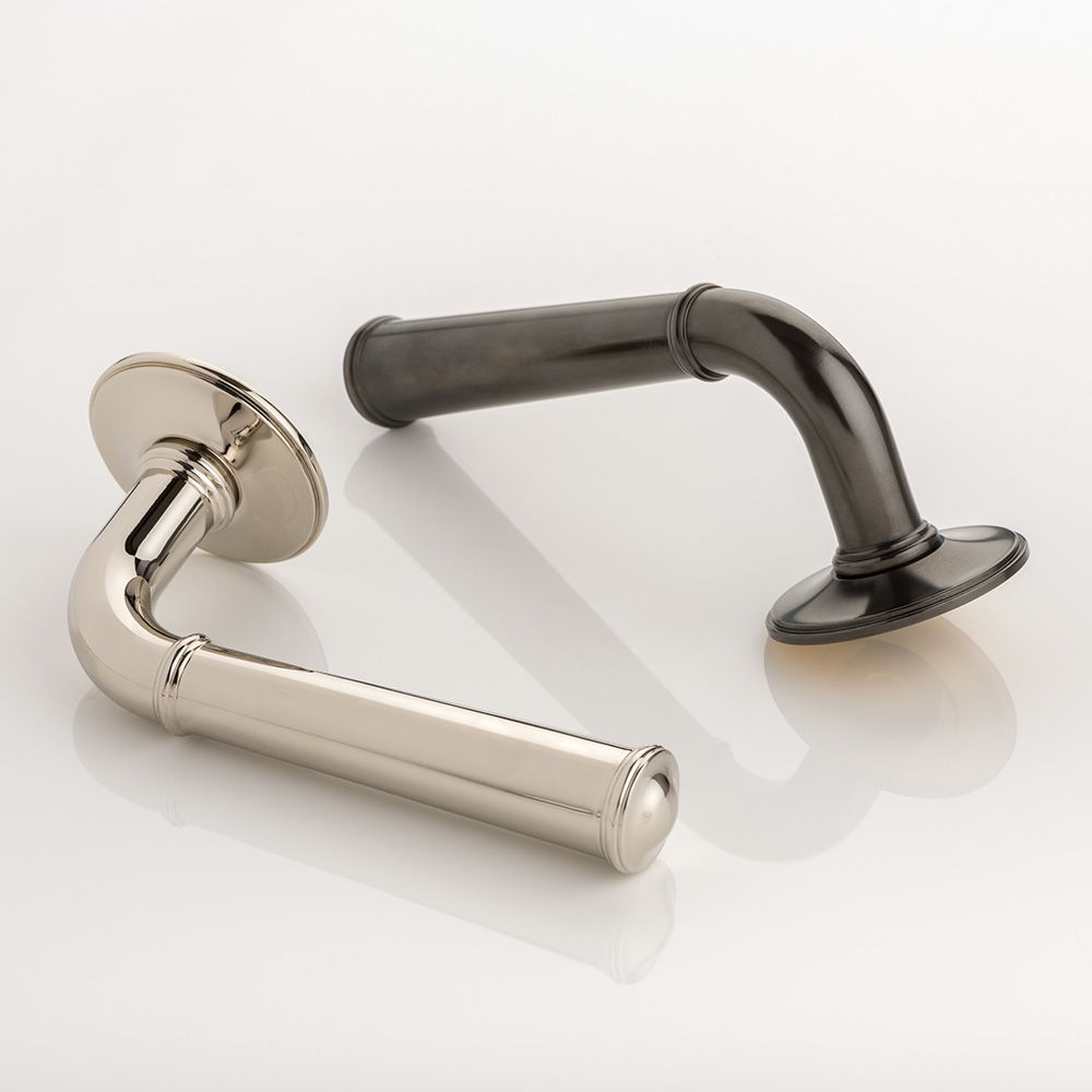 Darlington i solid brass door lever handle with traditional rose