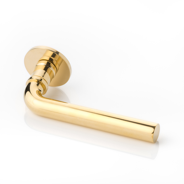 Clerke solid brass door lever handle with round rose