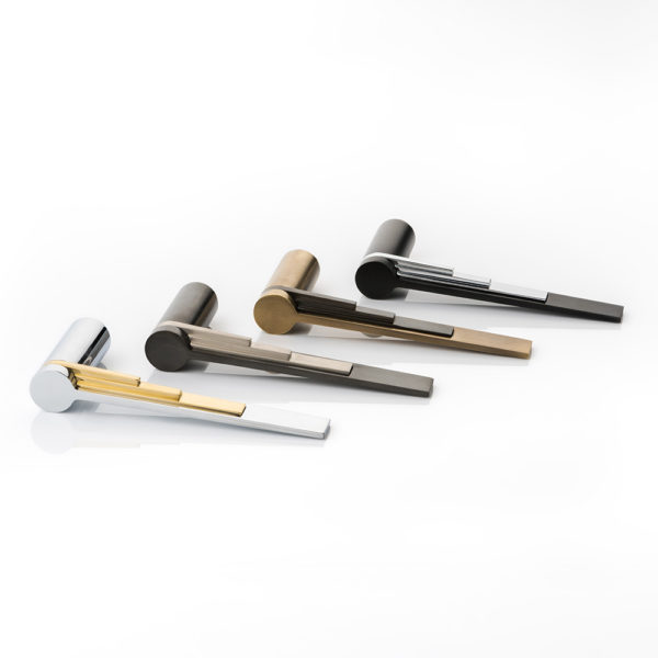 Scala solid brass door lever handle with roseless rose