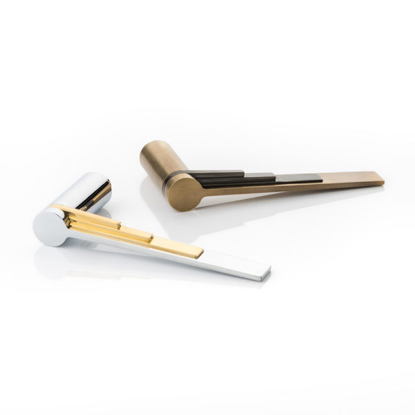 Scala solid brass door lever handle with roseless rose