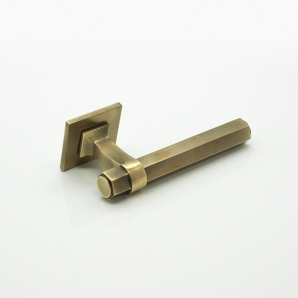 Adelphi solid brass door lever handle with square rose