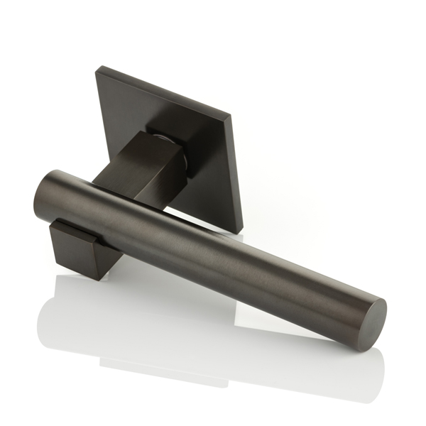 KH Intersect solid brass door lever handle with square rose