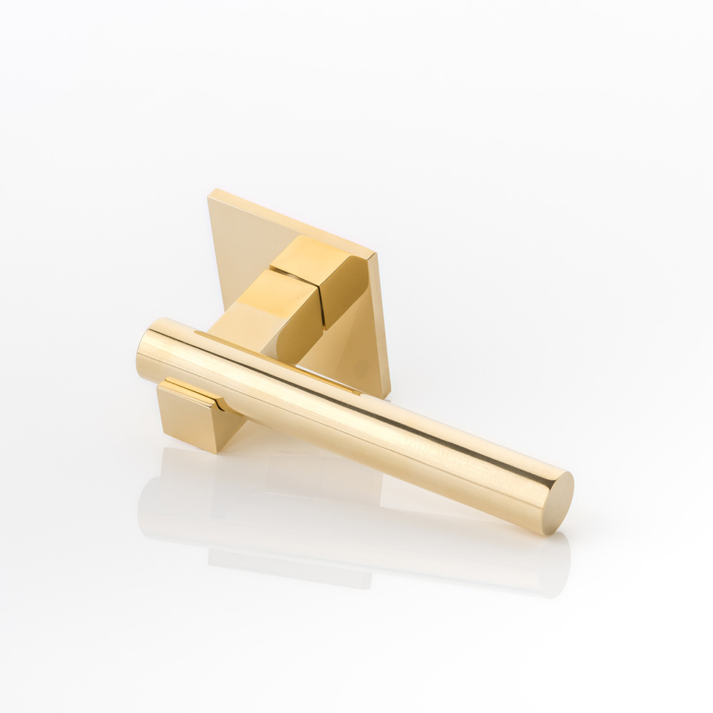 KH Intersect solid brass door lever handle with square rose