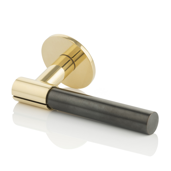 KH Clasp solid brass door lever handle with round rose