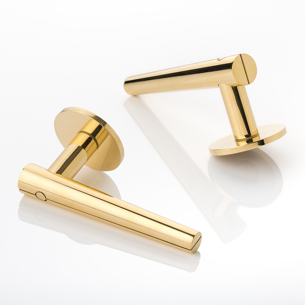 KH Dot solid brass door lever handle with round rose