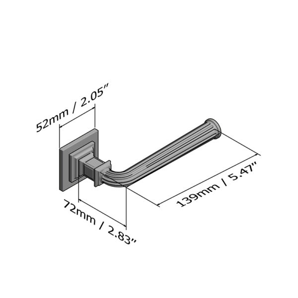 Railton solid brass door lever handle with square rose