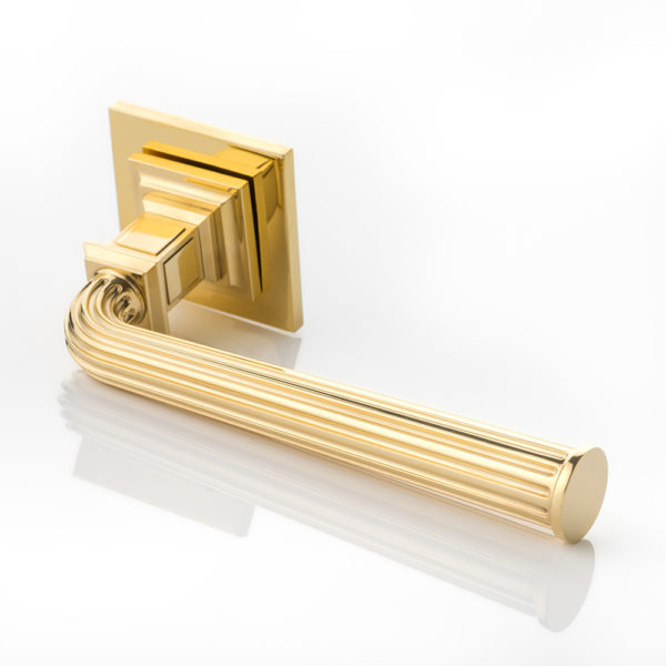 Railton solid brass door lever handle with square rose