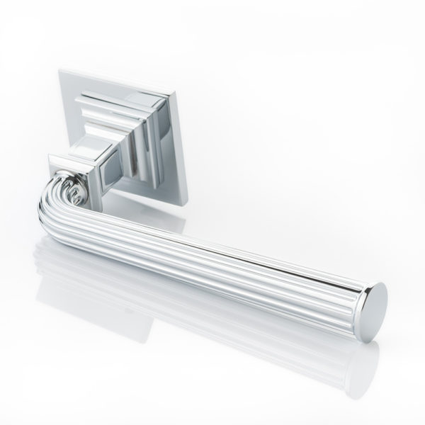Railton solid brass door lever handle with square rose