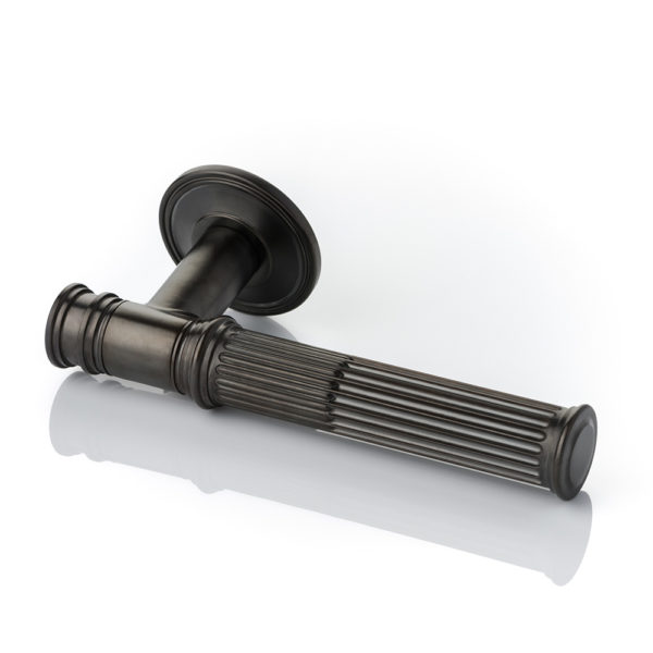 Hamilton solid brass door lever handle with ridged rose
