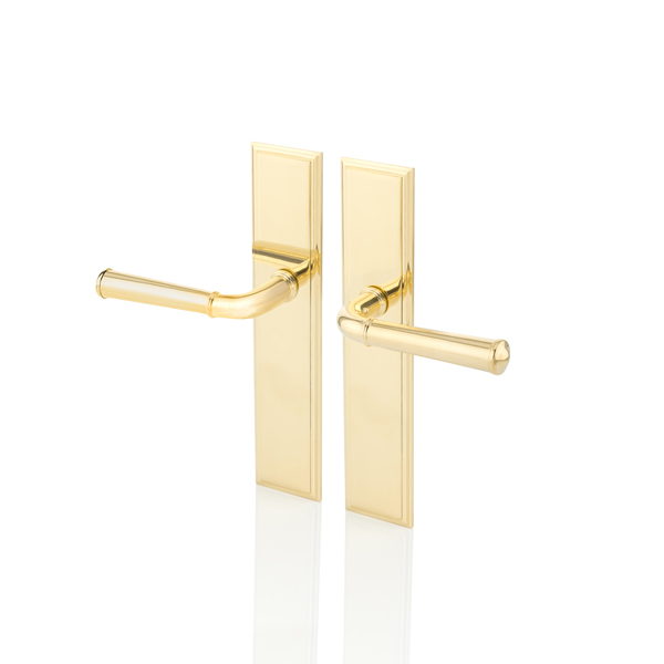 Darlington solid brass door lever handle with backplate
